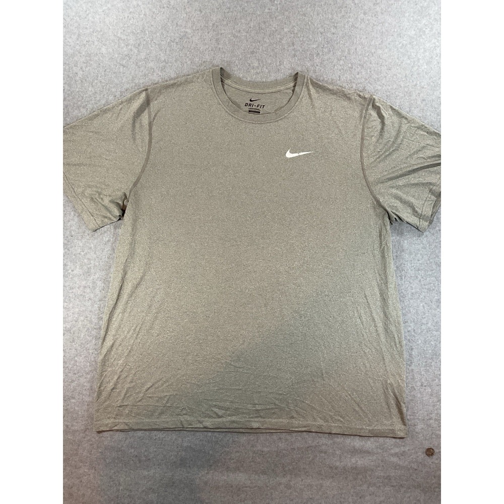 Nike Dri-FIT Men's T-Shirt Gray Crew Neck Short Sleeve 2XL Regular #397